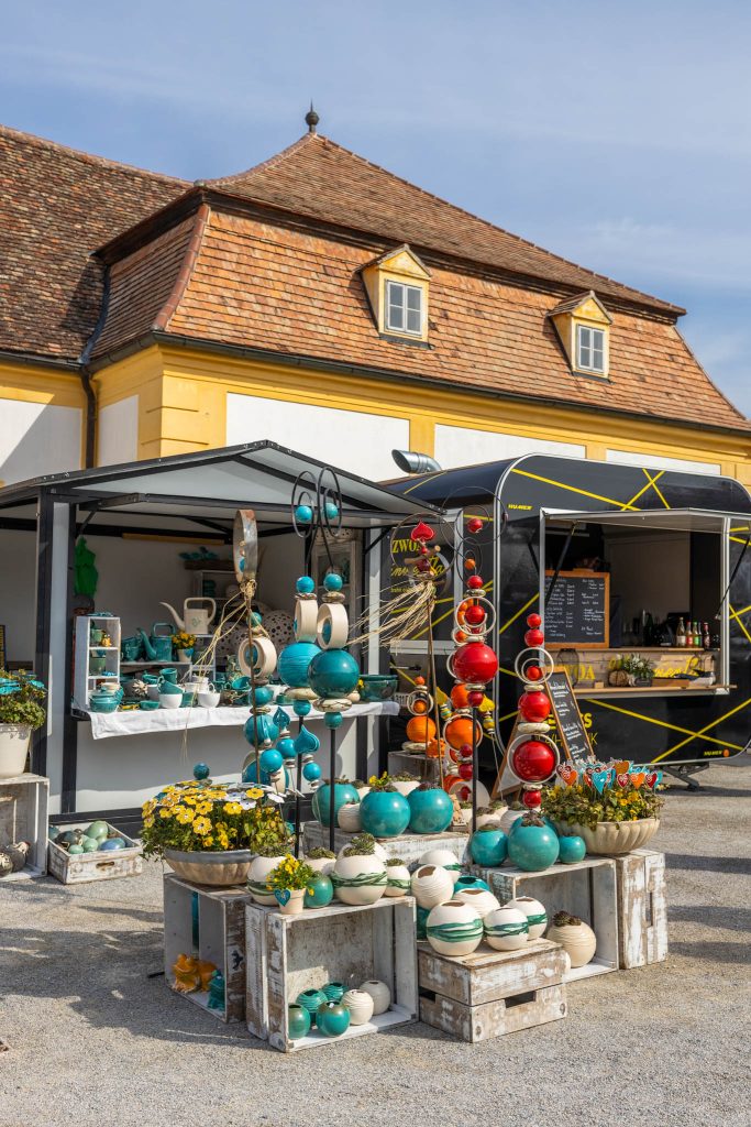 Ceramics stall at the Easter Market Schloss Hof near Vienna.