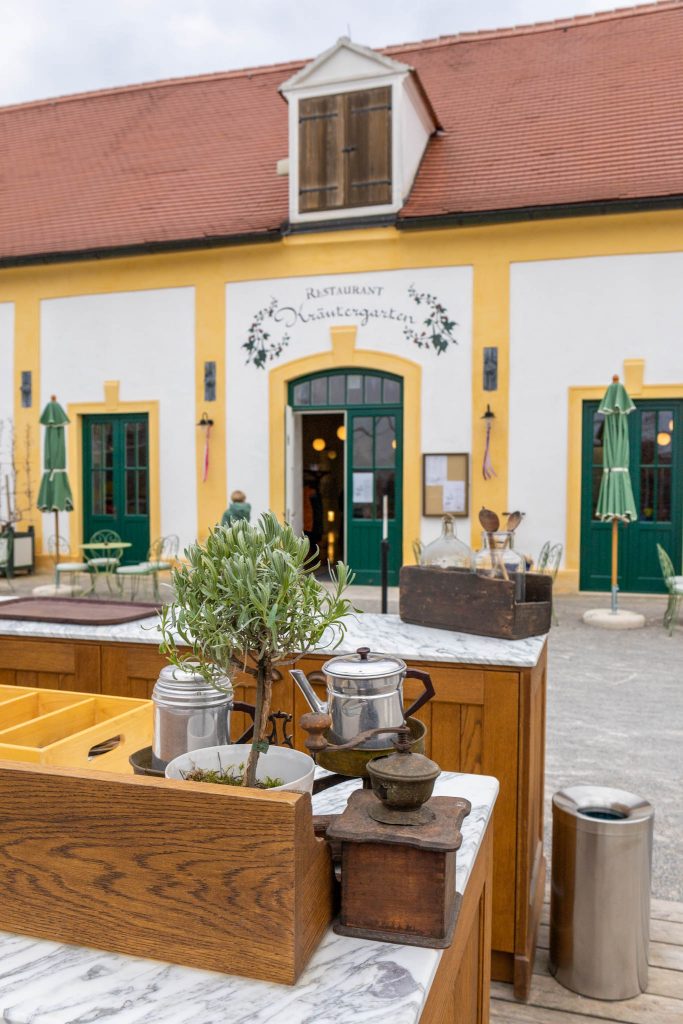 Restaurant Kräutergarten at Schloss Hof near Vienna entrance.
